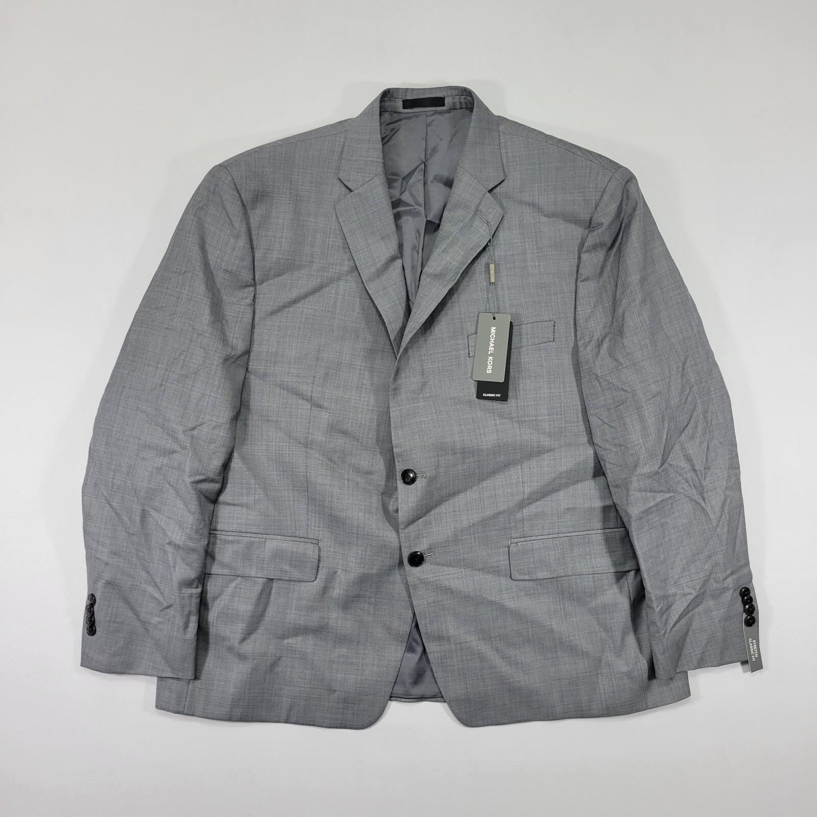 Michael Kors Men's Sport Coat Blazer Two Button Light Gray Shkskn Wool Blend 46s